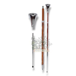 Drum Major Mace Plain Flat Head Stick Chrome Plated Flat Head Mace 3 Parts Major Mace Malacca Cane Shaft Band Marching Mace With Free Case