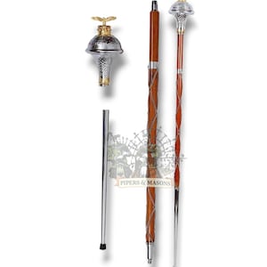 Drum Major Mace mit Prägung Chromkopf Major Mace Steinadler & Krone Head Top Mace Malacca Cane Shaft 3 Teilige Mace mit Etui