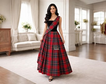 Falda escocesa tipo kilt con fajín para damas / Falda escocesa de las Tierras Altas hecha a medida en más de 50 tartanes