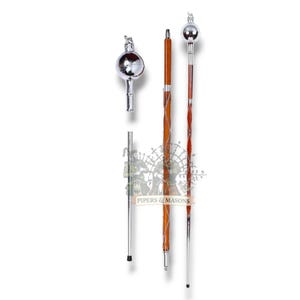 Drum Major Mace Plain Head Stick Chrome Plated Ball Head with Lion and Crown Head Top Stick Band Marching Mace 3 Parts Mace with Free Case
