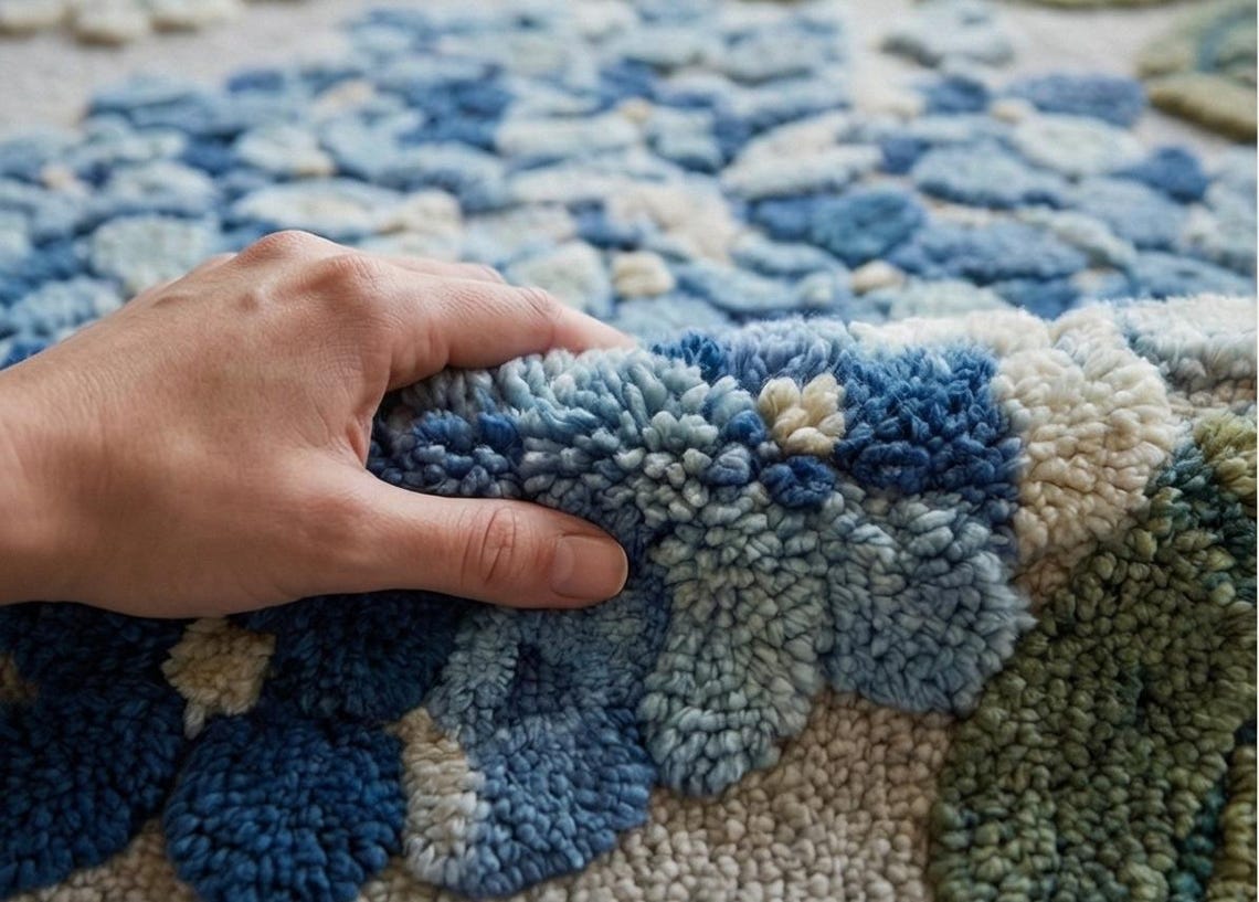 Hand-tufted Wool Rug - Blue & Cream Hydrangea Floral Area Rug ...