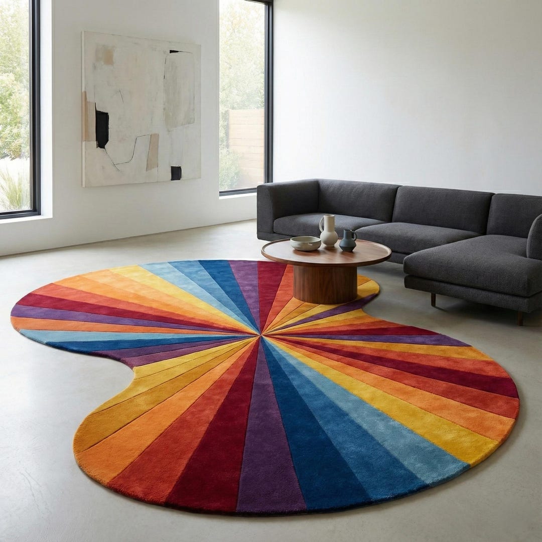 Hand-tufted Rainbow Radial Design | Eclectic Modern Home Decor ...