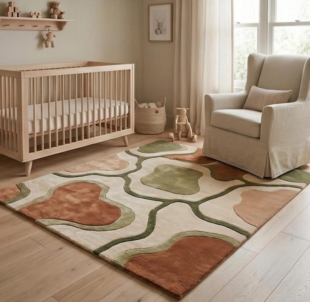 Stone Path Rug Handmade Earth Tone Wool Rug - Tufted Wool Terracotta Stone Path Rug ...