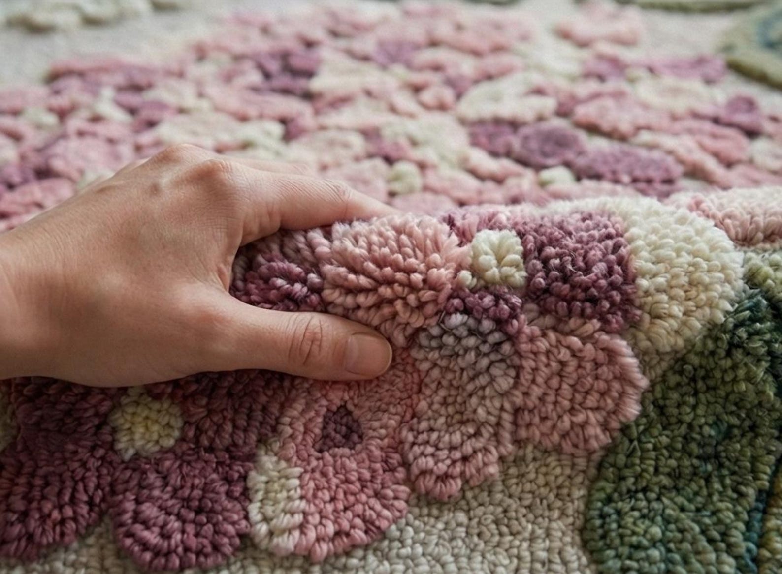 Hand-tufted Wool Rug - Blue & Cream Hydrangea Floral Area Rug ...