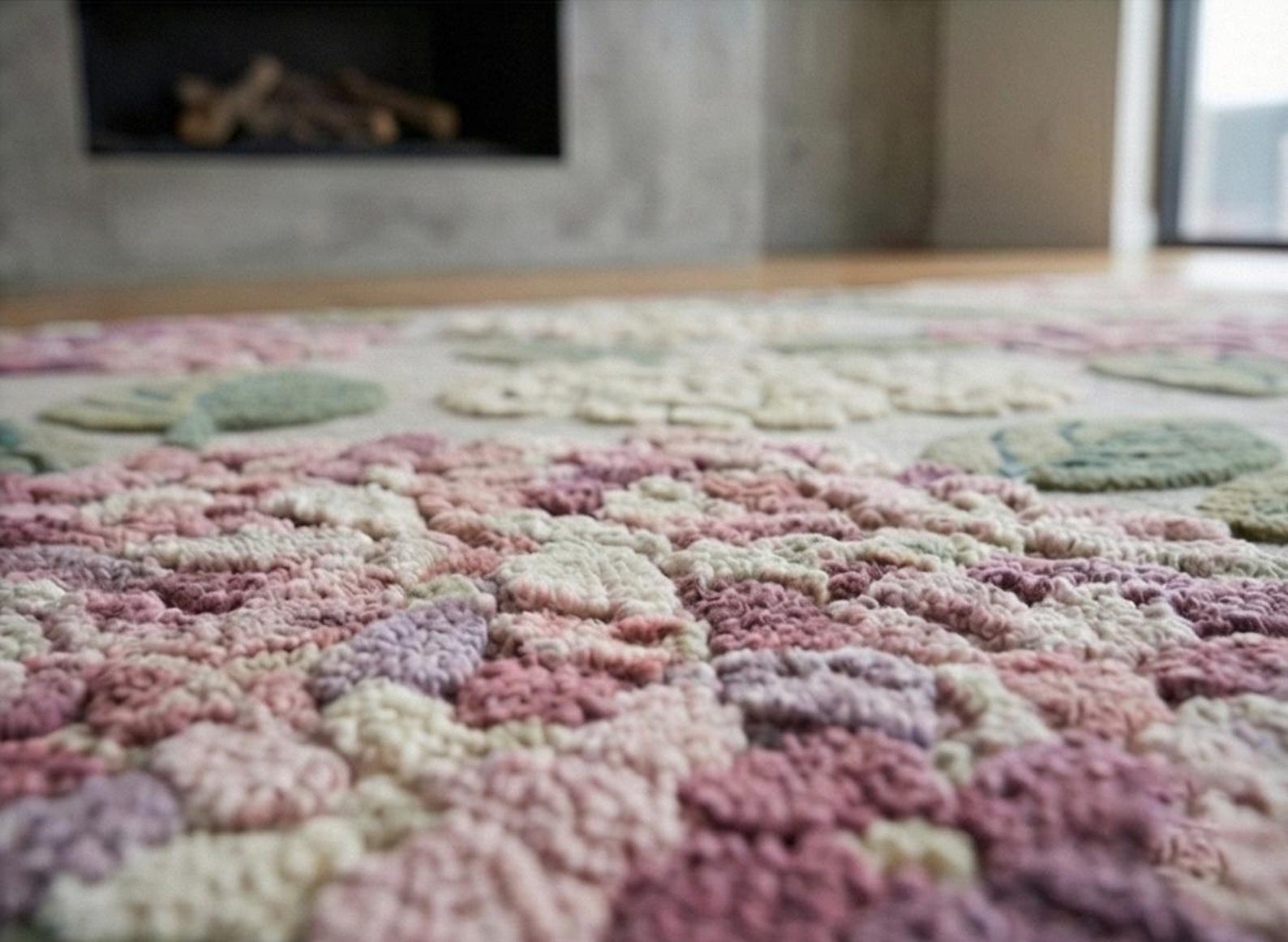 Hand-tufted Wool Rug - Blue & Cream Hydrangea Floral Area Rug ...