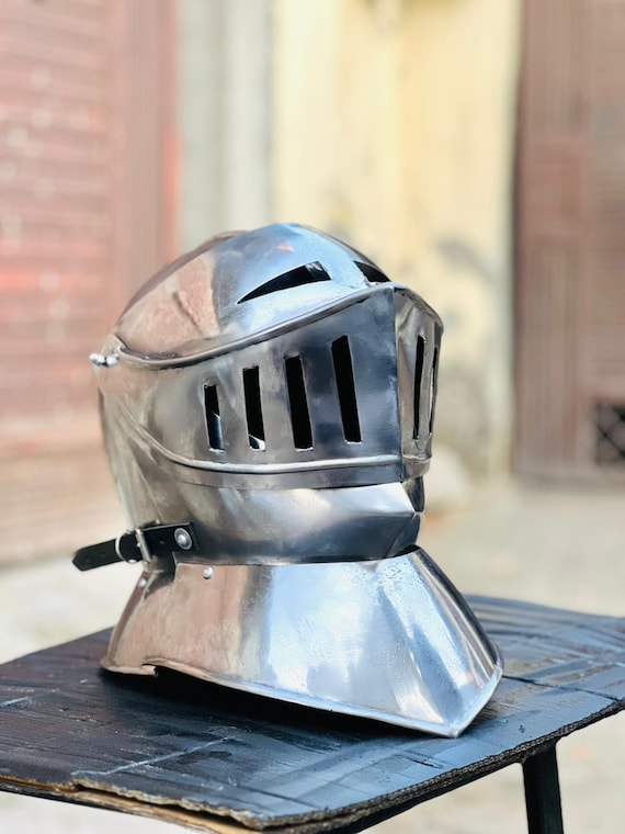 Wearable Medieval Knight Helmet | Crusader Costume Armor | Gothic LARP Helmet | Renaissance Gift