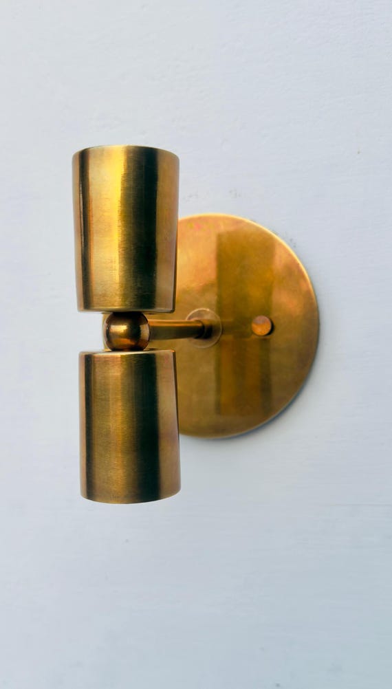 Handmade Double Light Brass Wall Sconce – Vintage Mid Century Modern Wall Lamp-wall decor