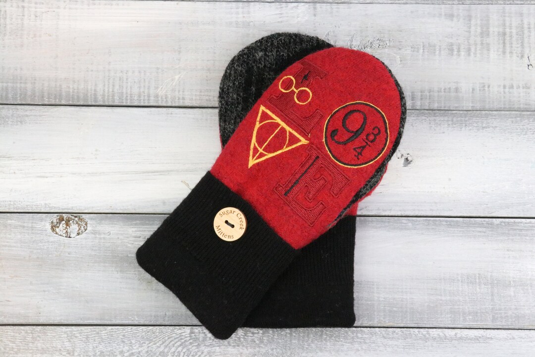 Harry Potter Themed Wool Sweater Mittens Womens Mittens Etsy