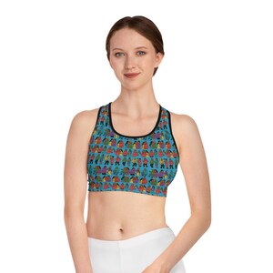 Cease Fire Vibrant Sports Bra for Active Lifestyle, Fun Patterned Athletic Wear, Comfortable Fitness Apparel, Workout and Yoga | Turquoise