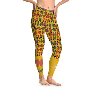Cease Fire Colorful Stretchy Leggings for Fun & Comfort, Yoga Pants, Fitness Wear, Unique Activewear, Flower Print, Festival | Yellow