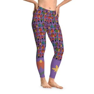 Cease Fire Colorful Stretchy Leggings for Fun & Comfort, Yoga Pants, Fitness Wear, Unique Activewear, Flower Print, Festival | Light Purple