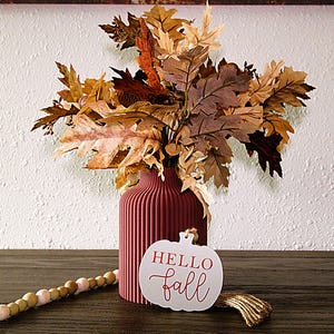 Fall Leaves Floral Arrangement in 3D Printed Vase - Multiple Vase Colors Available