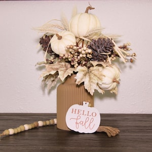 Fall Leaves Floral Arrangement in 3D Printed Vase - Multiple Vase Colors Available