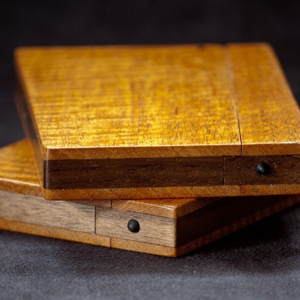 Wood Business Card Holder and Credit Card Case - Figured Mahogany and Walnut