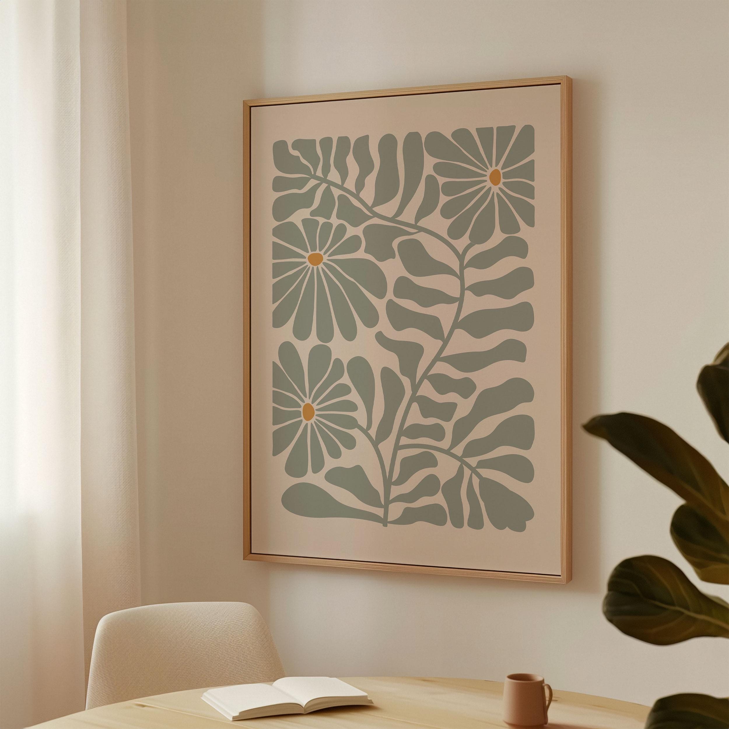 Framed Retro Botanical Poster: Mid Century Modern Floral Wall Print - Etsy