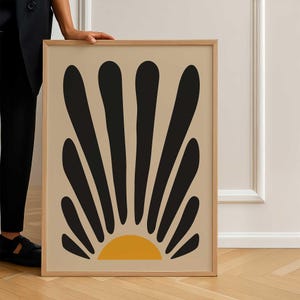 Sunrise Burst Poster (Framed/Unframed) – Minimal Modern Sun Wall Art