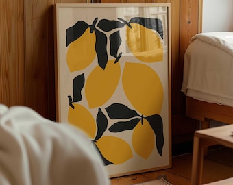 Framed Vibrant Lemon Poster Kitchen Wall Art