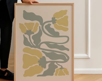 Framed Vintage Botanical Poster: Retro Floral Wall Decor