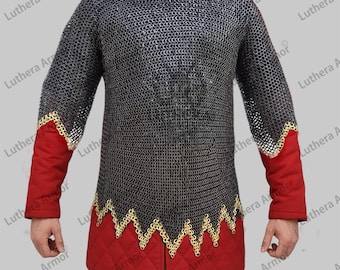 9mm Chainmail Shirt Flat Ring Riveted – Handmade Medieval Chainmail Armor – LA-45 for LARP