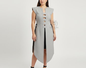 Tabardo/Sobretudo de Linho para Cavaleira Medieval - Traje para Feira Renascentista LA-75 - Páscoa