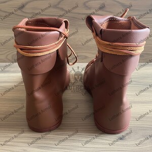 Pair of brown Roman Vindolanda boots displayed together for reenactment, LARP, and costume wear