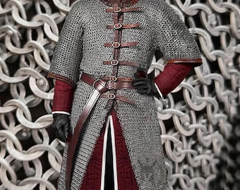Dark Gray Aluminum Chainmail Hauberk - 9mm Flat Riveted with Washer front open LA-108 Easter