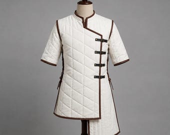 Medieval Padded Gambeson with Brown Trim LA-62 For Reenactment & Larp Costume