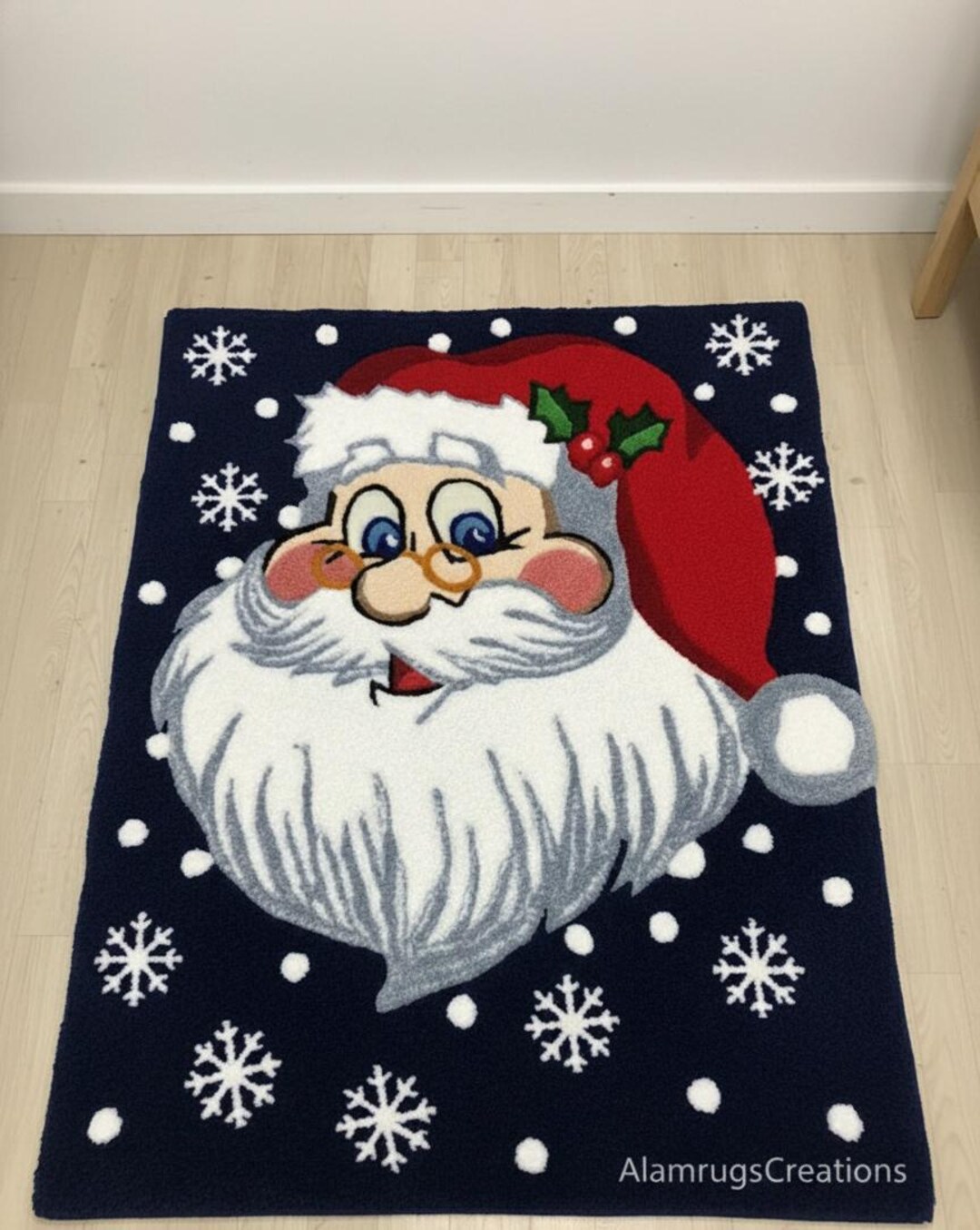 Hand Tufted Santa Rug 3x5 Wool Christmas Carpet Kids Room Holiday Decor ...