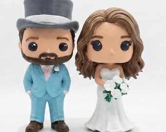 Custom Wedding Cake Topper, Personalized Bride Groom Figurine, Anniversary Couple Statue