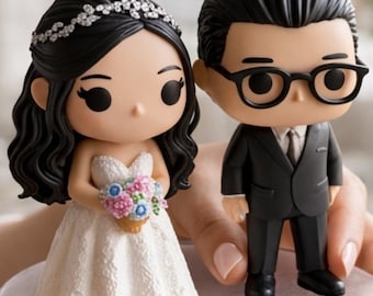 Custom 3D Wedding Cake Topper, Personalized Bride Groom Figurine, Anniversary Couple Statue