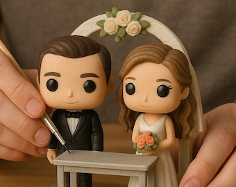 Mini Bride and Groom Statue from Photo – Personalized Wedding Figurine