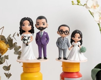 3D Custom Wedding Cake Topper, Personalized Bride Groom Topper, Anniversary Couple Statue
