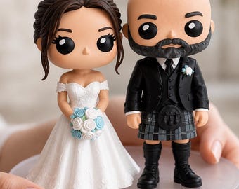 Custom 3D Wedding Cake Topper, Personalized Bride Groom Figurine, Anniversary Couple Statue