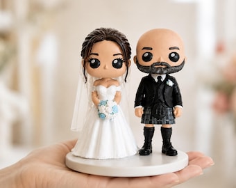 Personalized Wedding Cake Topper, Custom Bride & Groom Figurine