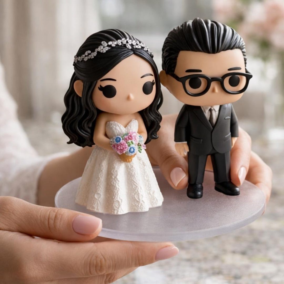 Custom 3D Wedding Cake Topper, Personalized Bride Groom Figurine ...