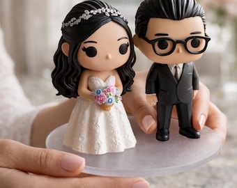 Custom 3D Wedding Cake Topper, Personalized Bride Groom Figurine, Anniversary Couple Statue