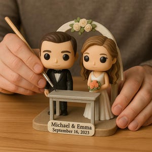 Personalized 3D Character Set – Couple & Dog Figurine Keepsake