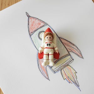 Custom 3D Rocket & Astronaut Sculpture from Child&#39;s Drawing