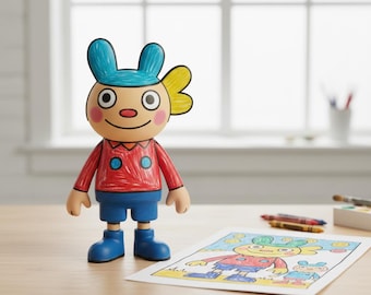 Turn Child’s Drawing into Figurine – Custom Sculpture from Kids Artwork – Personalized Family Keepsake Gift