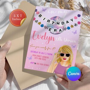 In My Birthday Era, Era Party, Taylor Birthday Invite, Taylor Birthday Decor, TS Birthday Party Invite, Editable Digital Printable
taylor swift birthday invitation, in my birthday era invite, eras tour birthday party, editable canva invitation, swiftie party printable, pop star birthday invite, girls birthday invitation, teen birthday template, digital birthday invite, instant download party