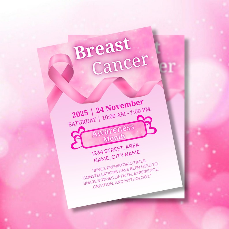 Editable Breast Cancer Awareness Invitation Template (digital Download ...