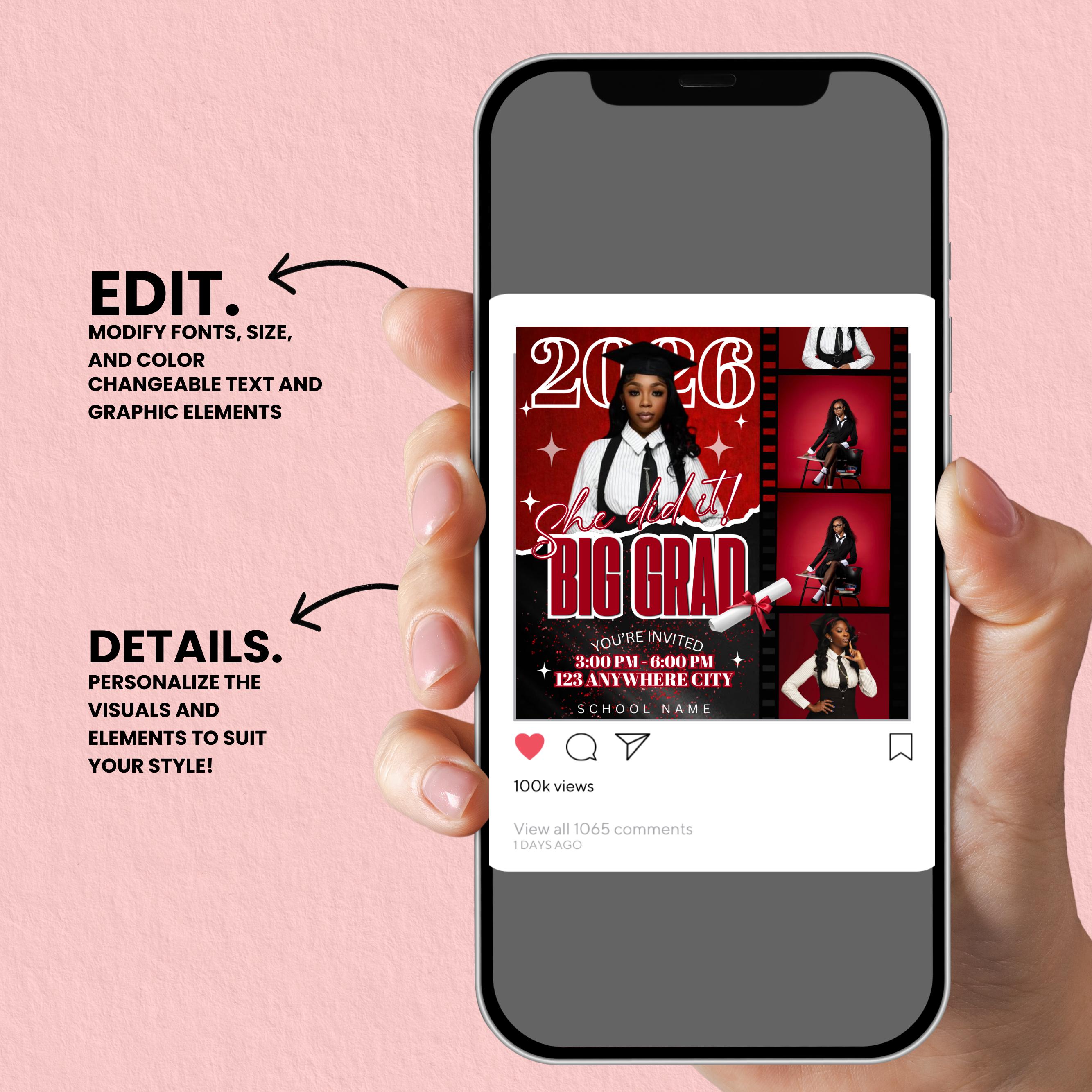 Graduation Party Flyer, Class of 2025 Invitation, Senior Grad ...