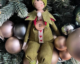 Elfo de Natal - elfo fofo de 30 cm para prateleira