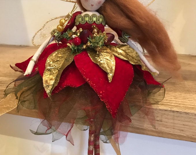 Christmas Tree Top Fairy Red and Gold Etsy UK