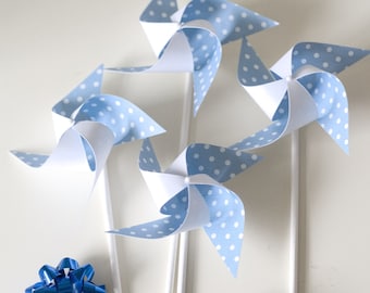 Elephant baby shower Decorations, Blue and grey Birthday Decoration, Gray Baby Shower, Boy Baby Shower Decor Blue 12 mini spinning pinwheels