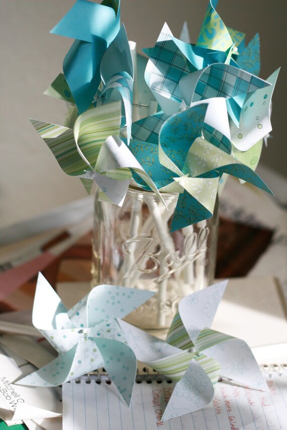 Send a Gift, Wedding Pinwheels 12 Mini Pinwheels Ocean Love (Custom orders welcomed) Il_570xn