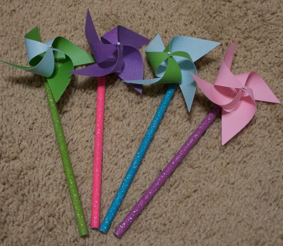 Send a Gift Pastel Favor 6 Mini Pinwheel pencils (Custom orders welcomed) Il_570xn