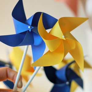 Beauty and the Beast Favors, Beauty and the Beast Decoration, 12 mini pinwheels Blue and Yellow Wedding decorations, Custom orders welcomed image 3