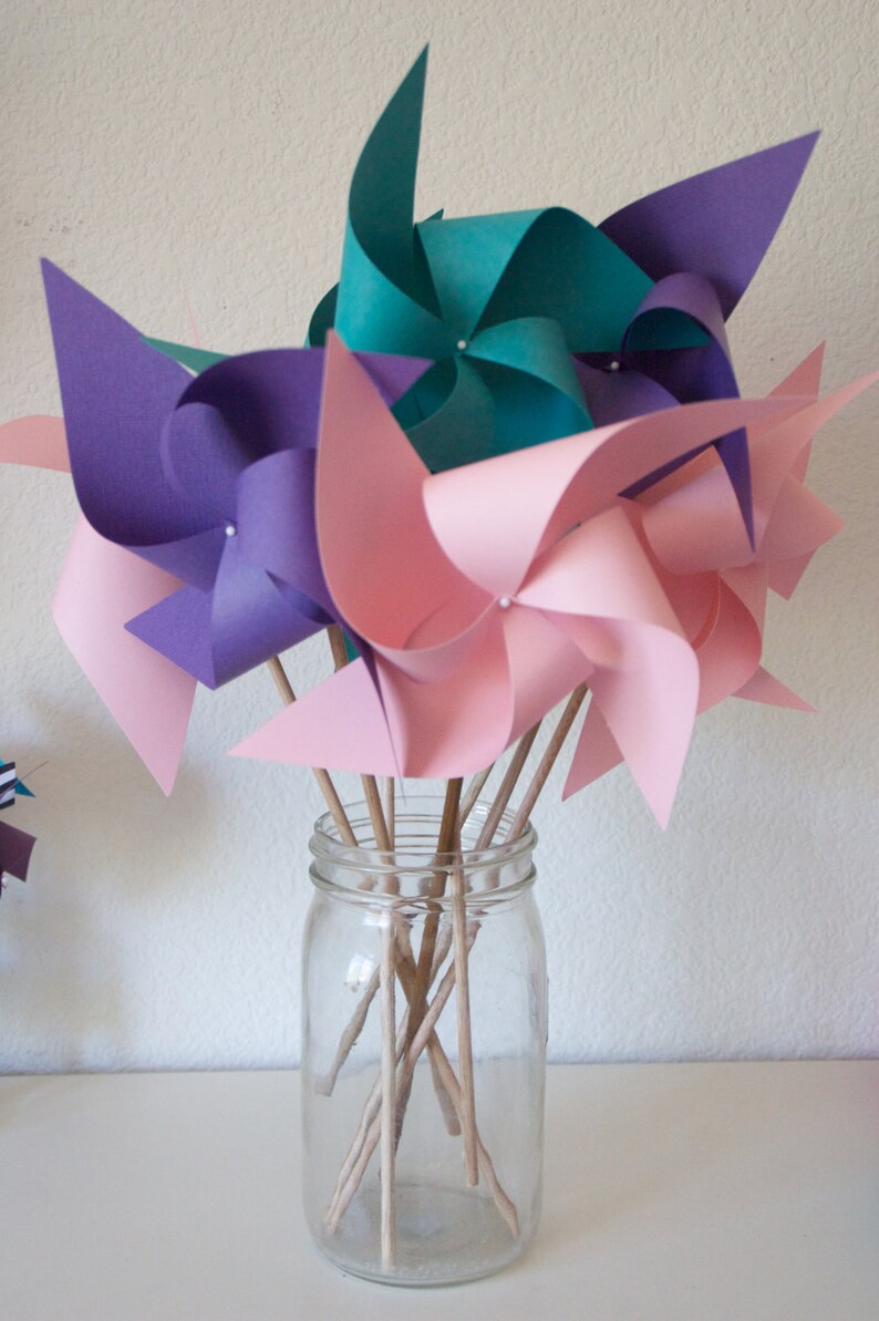 Fancy Party Decorations Tre chic Birthday Centerpieces Mermaid Birthday 12 regular pinwheels Mermaid Decorations