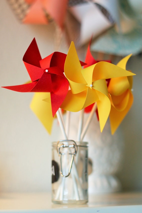 Toy story birthday decoration, toy story, Blue, Yellow & Red Birthday favors, toy story Party Decoration 12 mini pinwheels circus colors Il_570xn